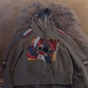 cropped stitch hoodie